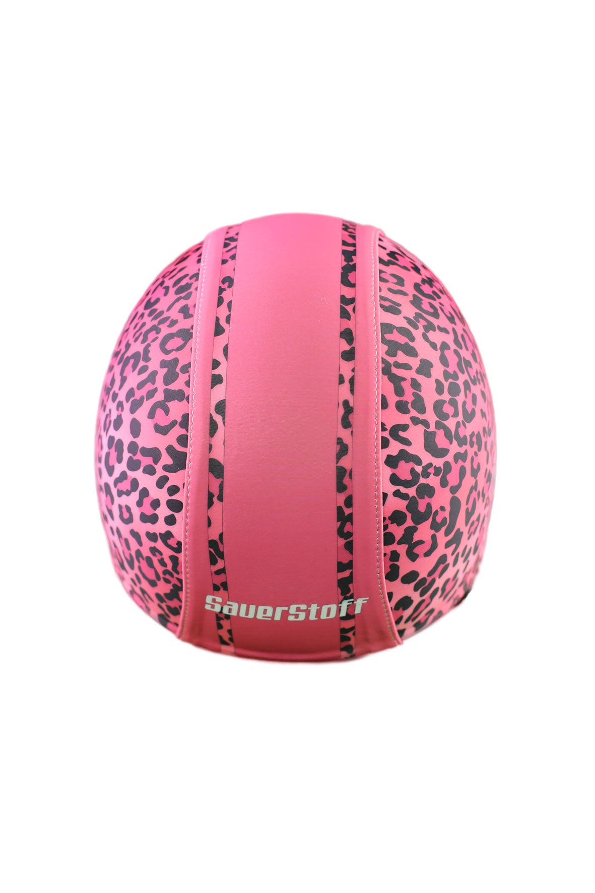 casco senza visiera leopardato rosa  dietro