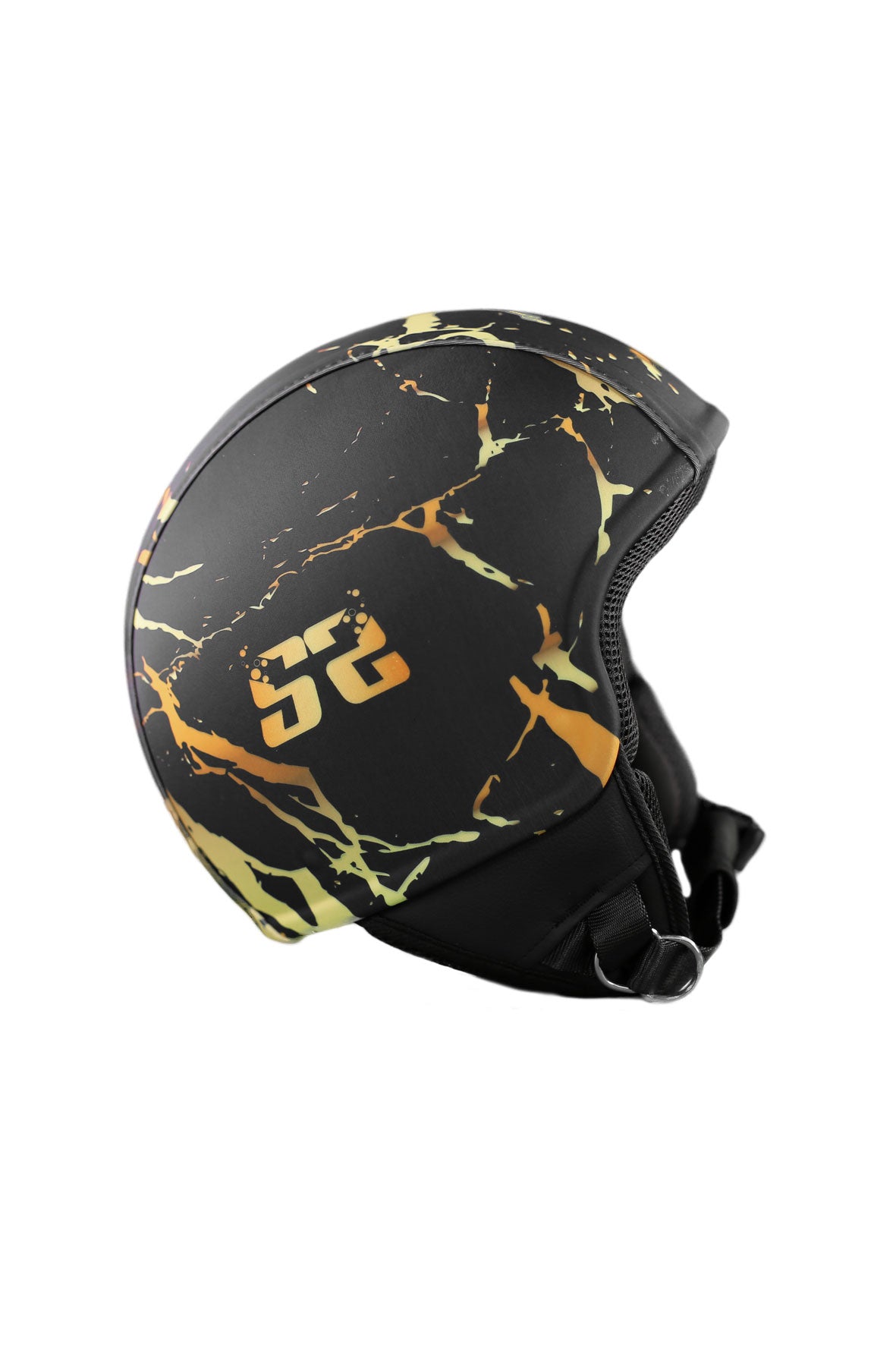 casco senza visiera marble nero lato destro