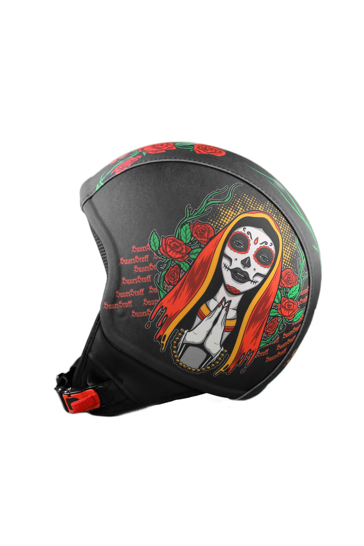 casco senza visiera santa muerte lato sinistro