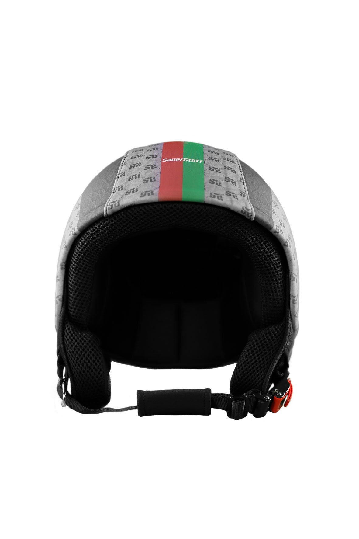 casco senza visiera stilizzato nero avanti