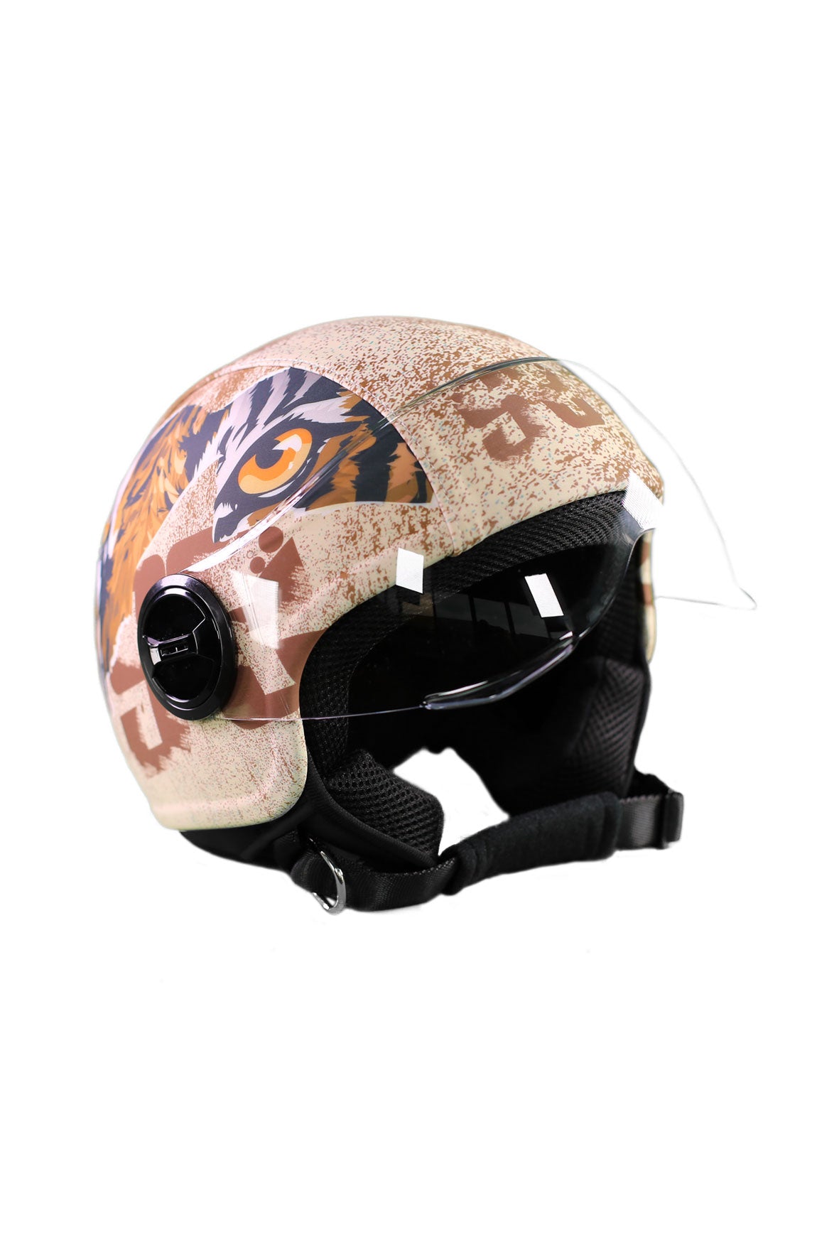 casco demi jet sauerstoff tigre marrone 