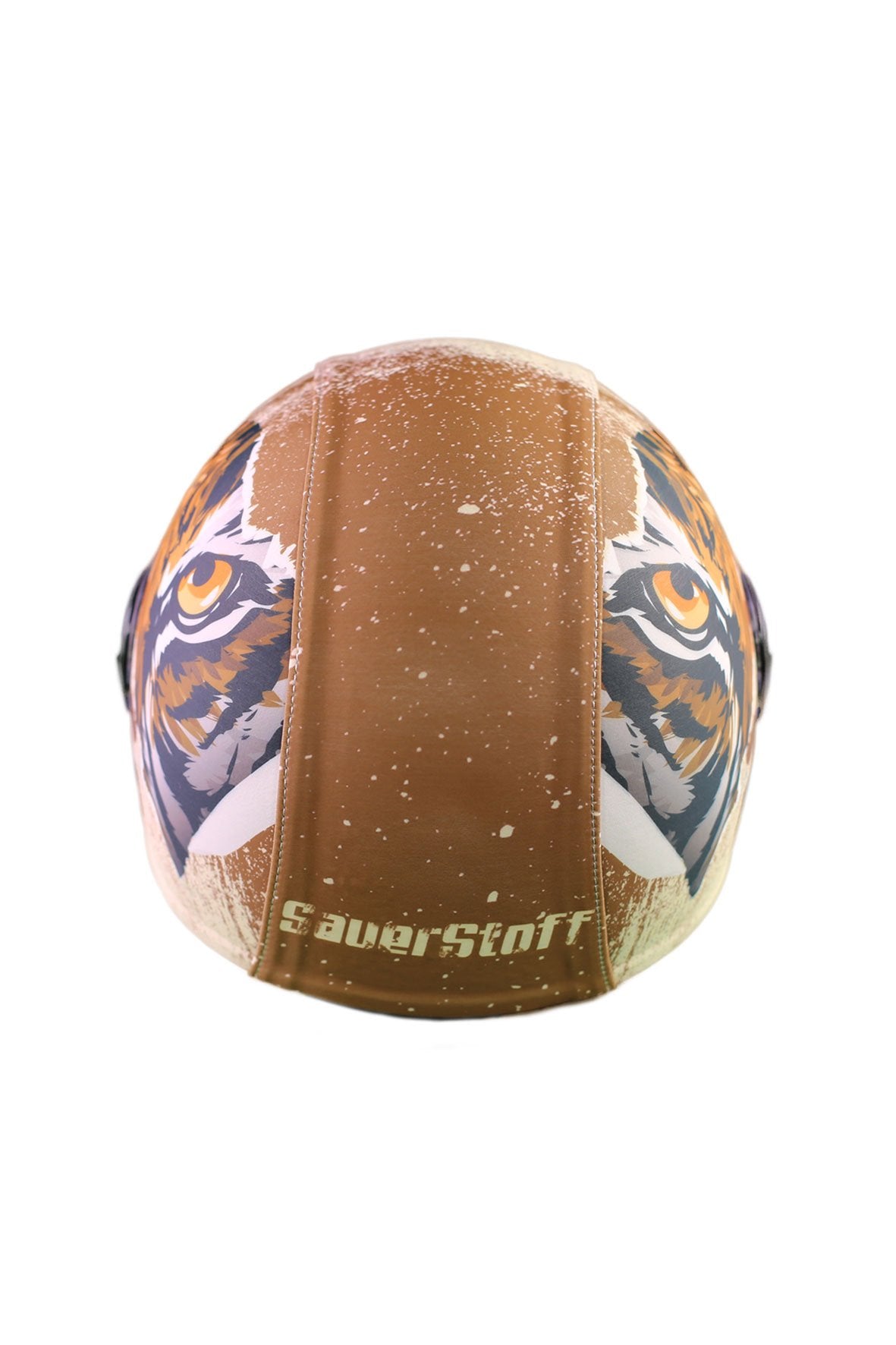 casco demi jet sauerstoff tigre marrone retro