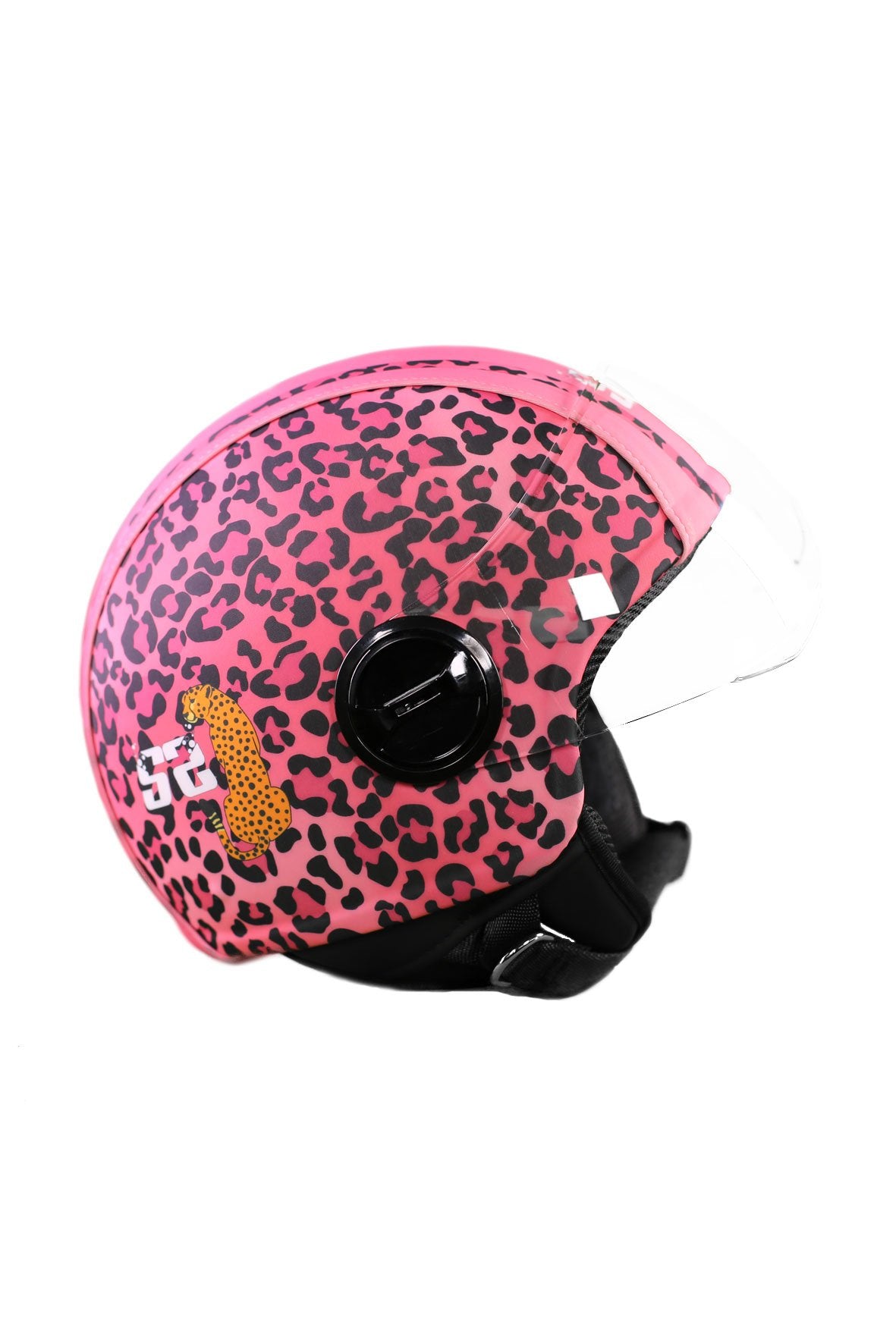 casco demi jet sauerstoff leopardato rosa lato dx