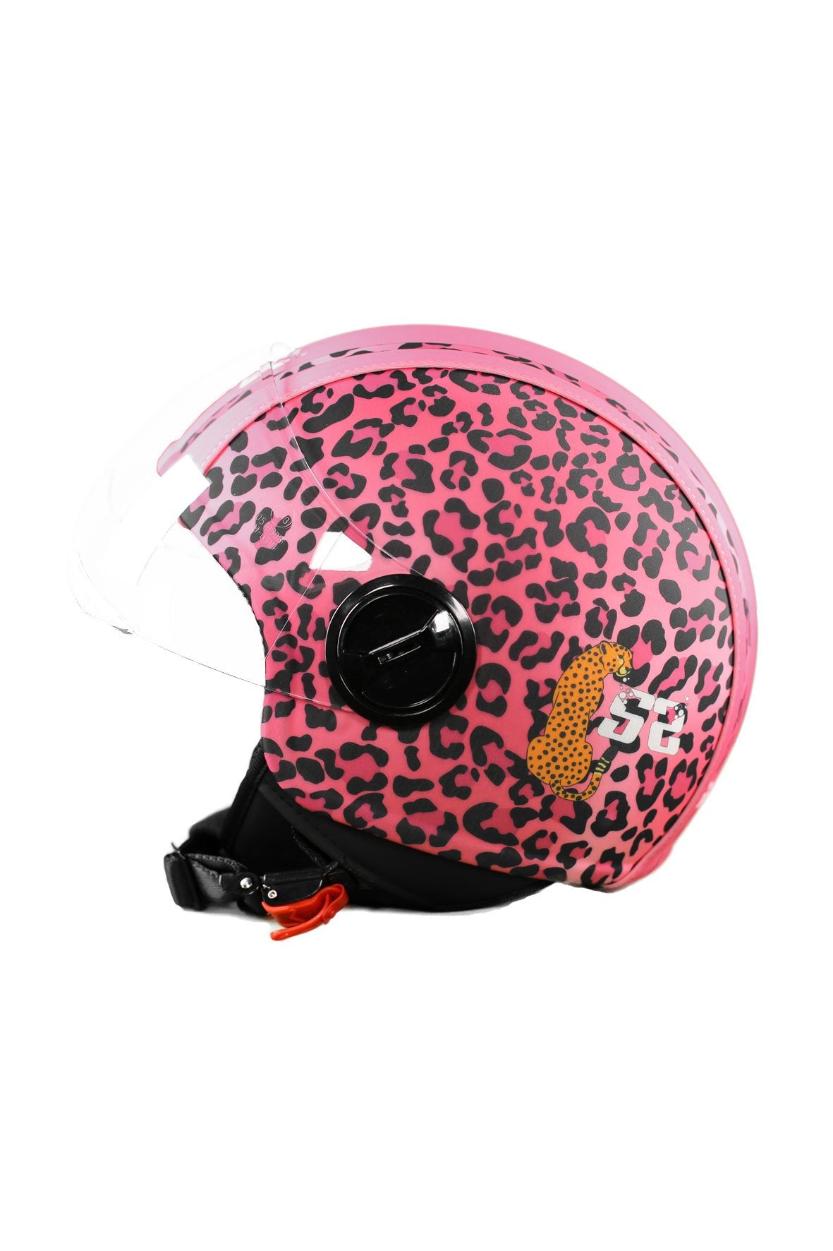 casco demi jet sauerstoff leopardato rosa lato sx