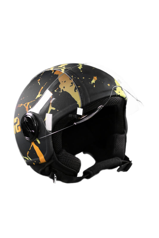 casco demi jet sauerstoff marble nero e oro 