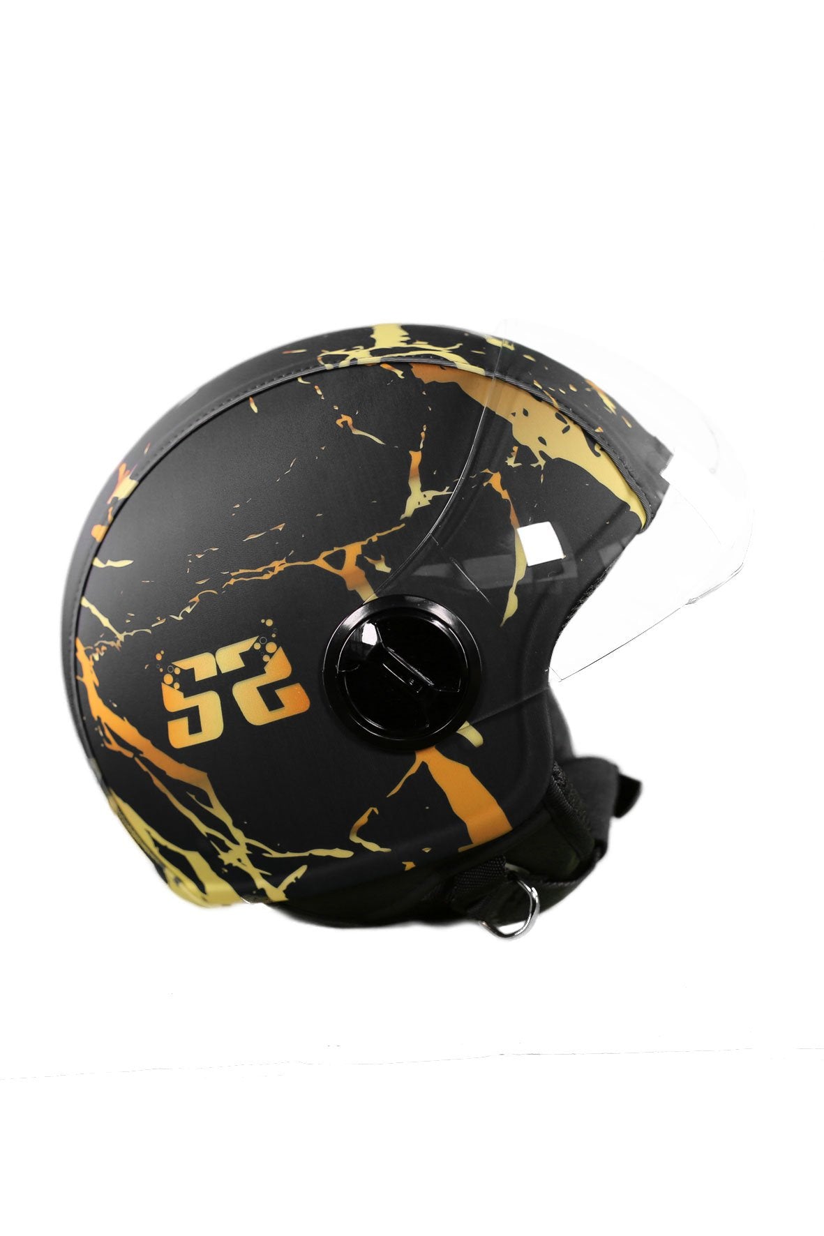 casco demi jet sauerstoff marble nero e oro lato dx