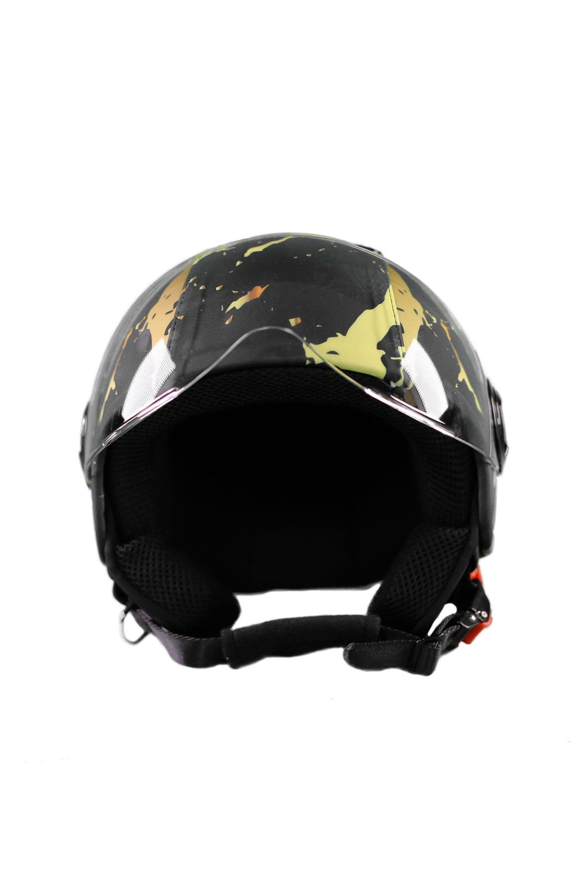 casco demi jet sauerstoff marble nero e oro avanti