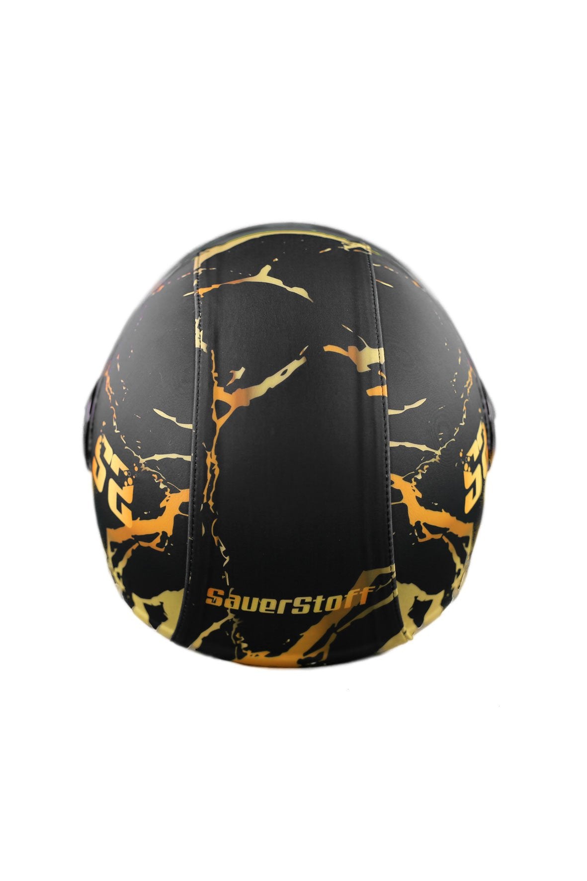 casco demi jet sauerstoff marble nero e oro retro