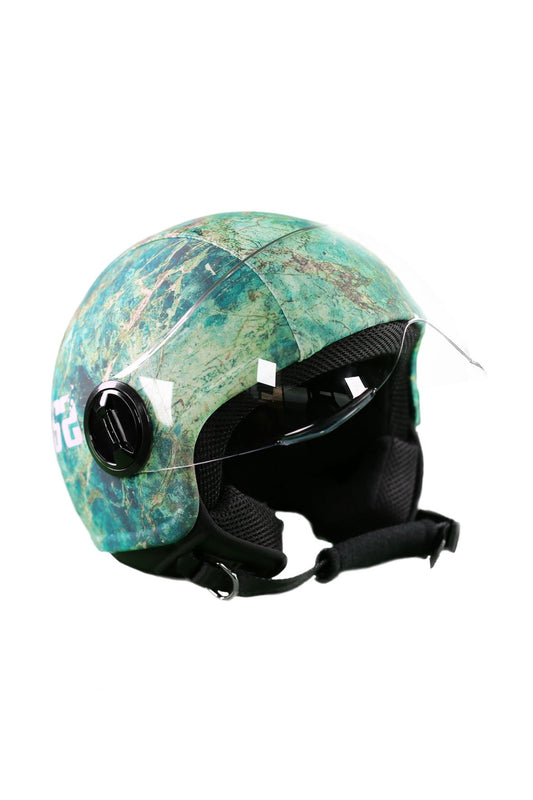 casco demi jet sauerstoff marble verde e oro 