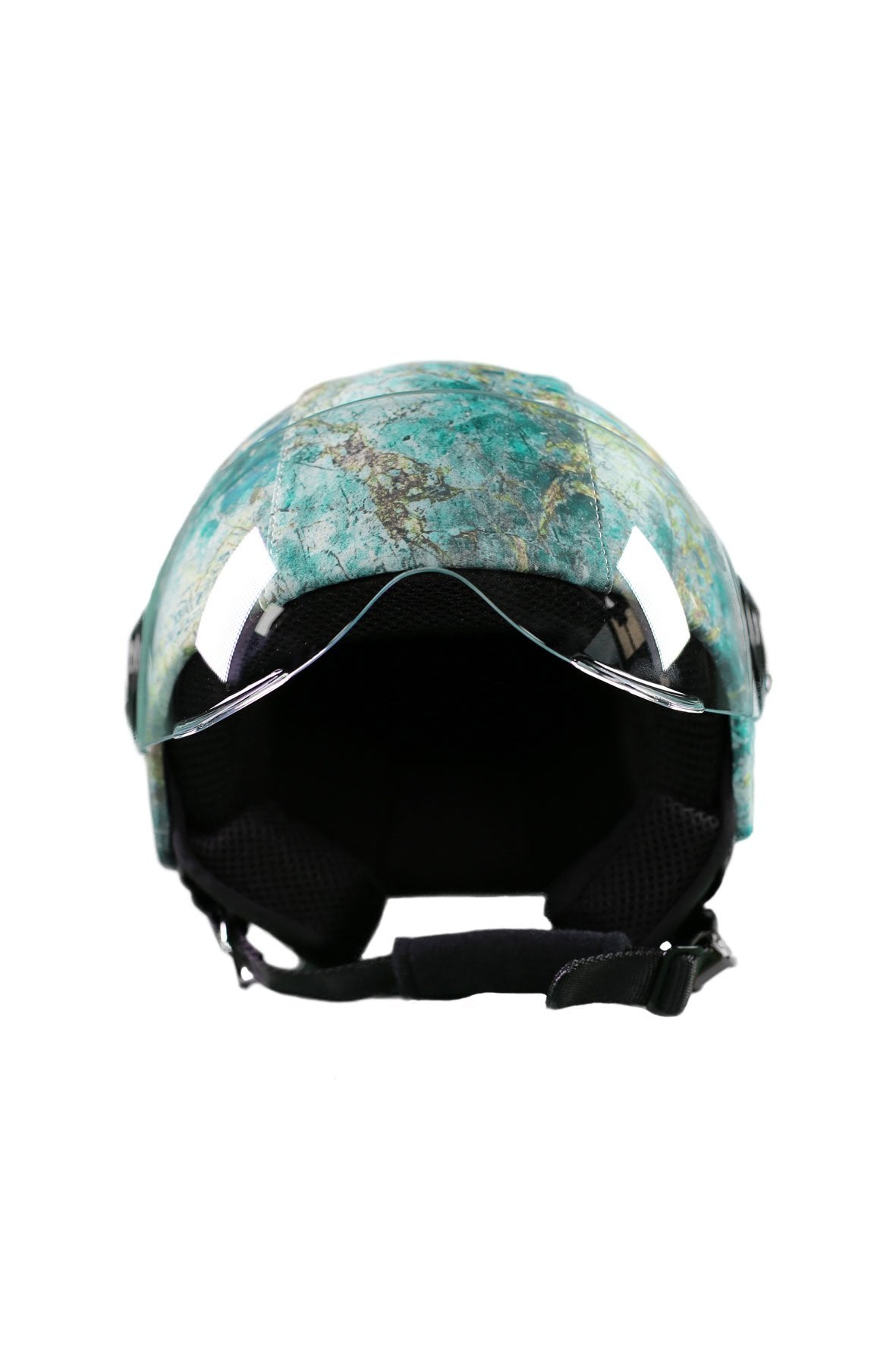 casco demi jet sauerstoff marble verde e oro avanti