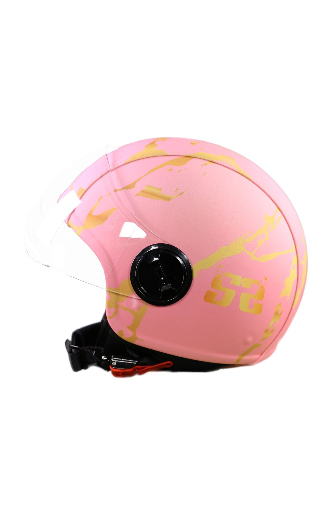 casco demi jet sauerstoff marble rosa e oro lato sx