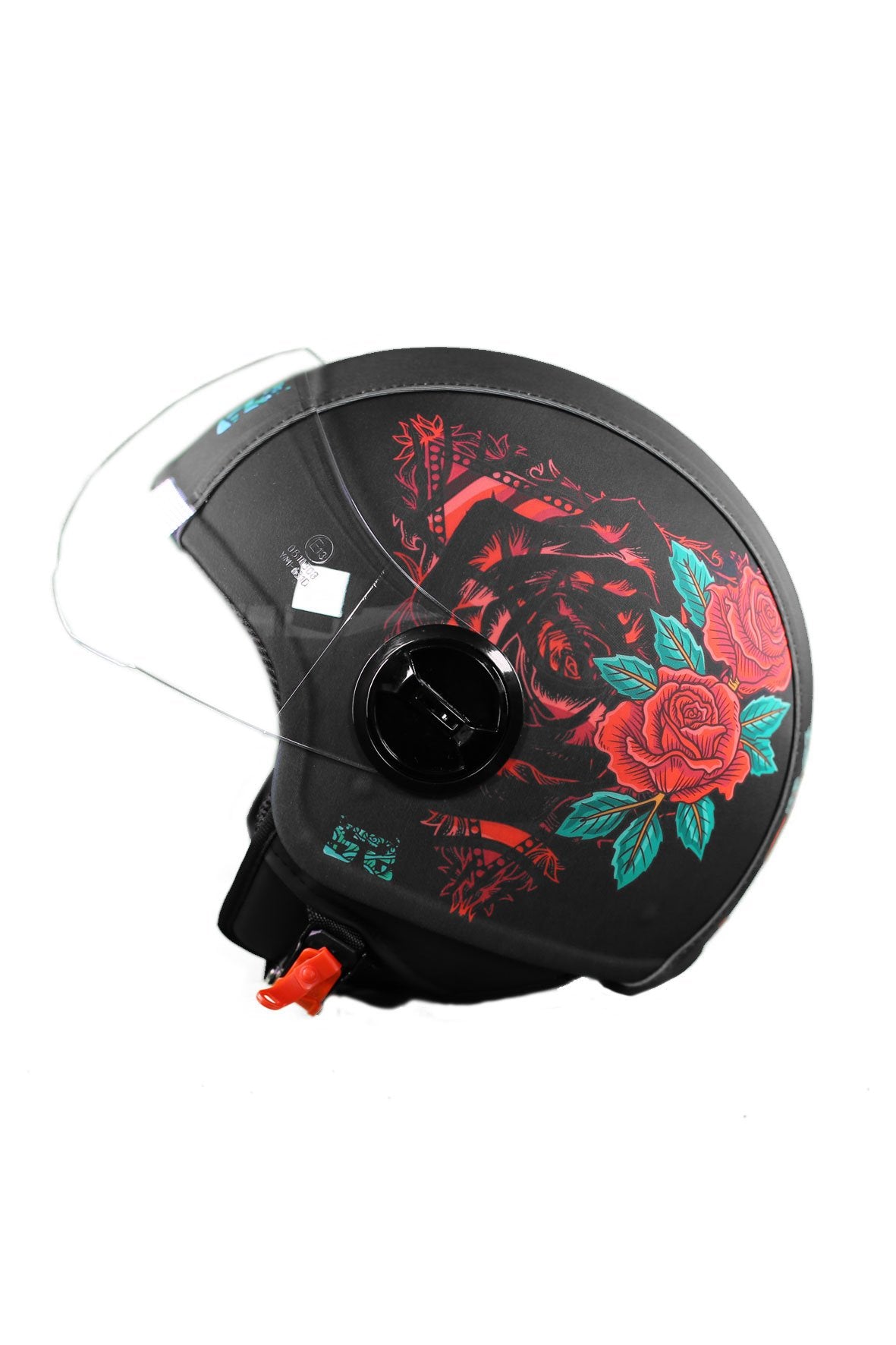 casco demi jet sauerstoff rosa rossa tattoo lato sx