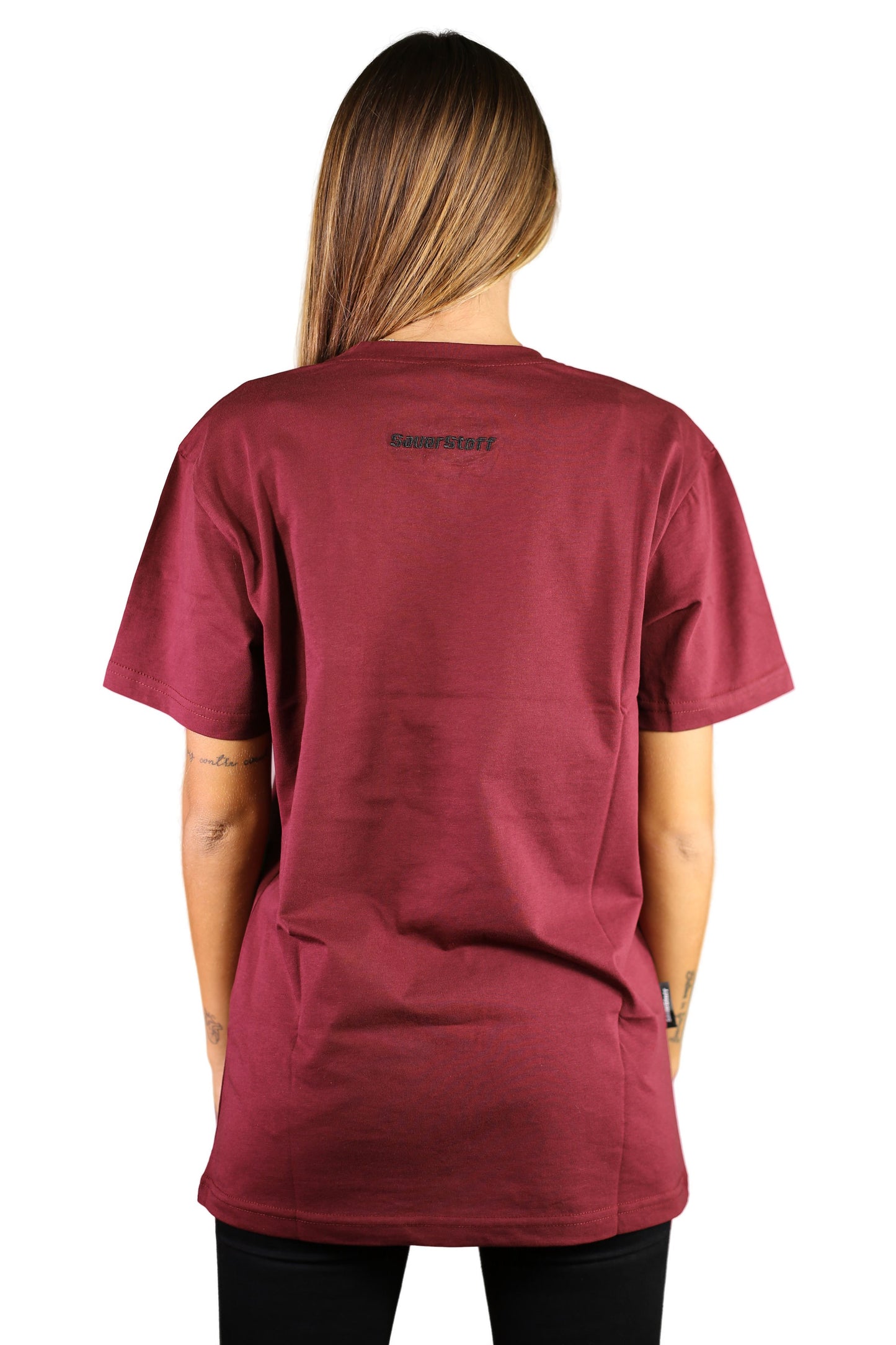 sauerstoff t shirt bordeaux logo ricamato retro