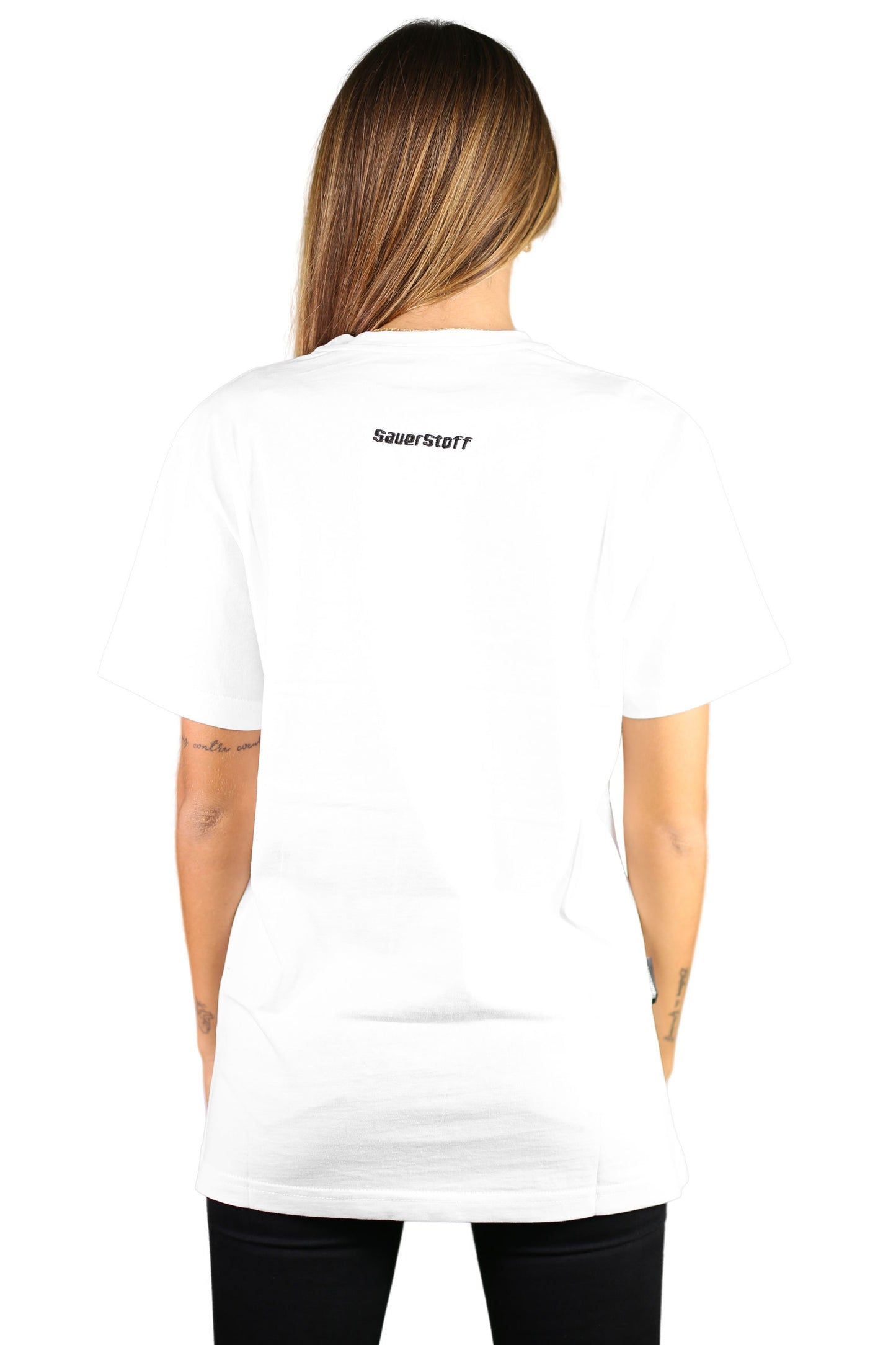 sauerstoff t shirt bianca logo ricamato retro