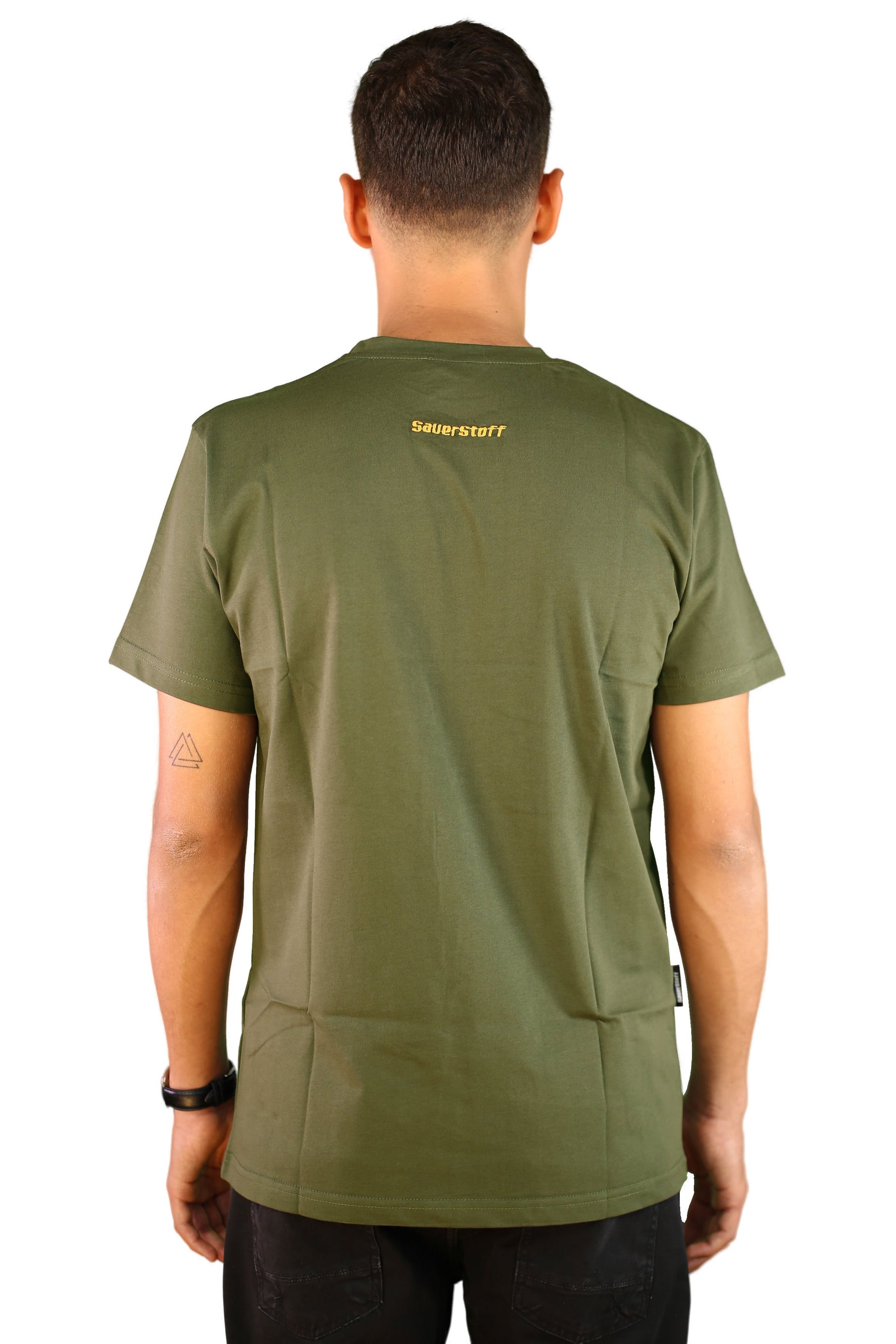 sauerstoff t shirt verde logo ricamato retro