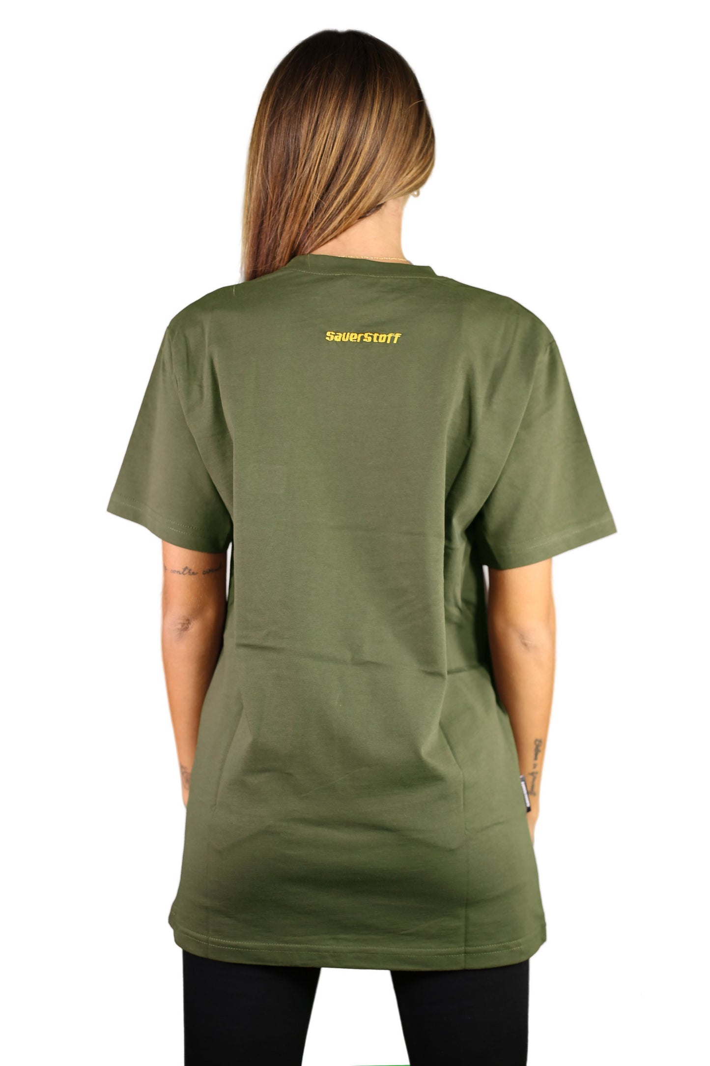 sauerstoff t shirt verde logo ricamato retro