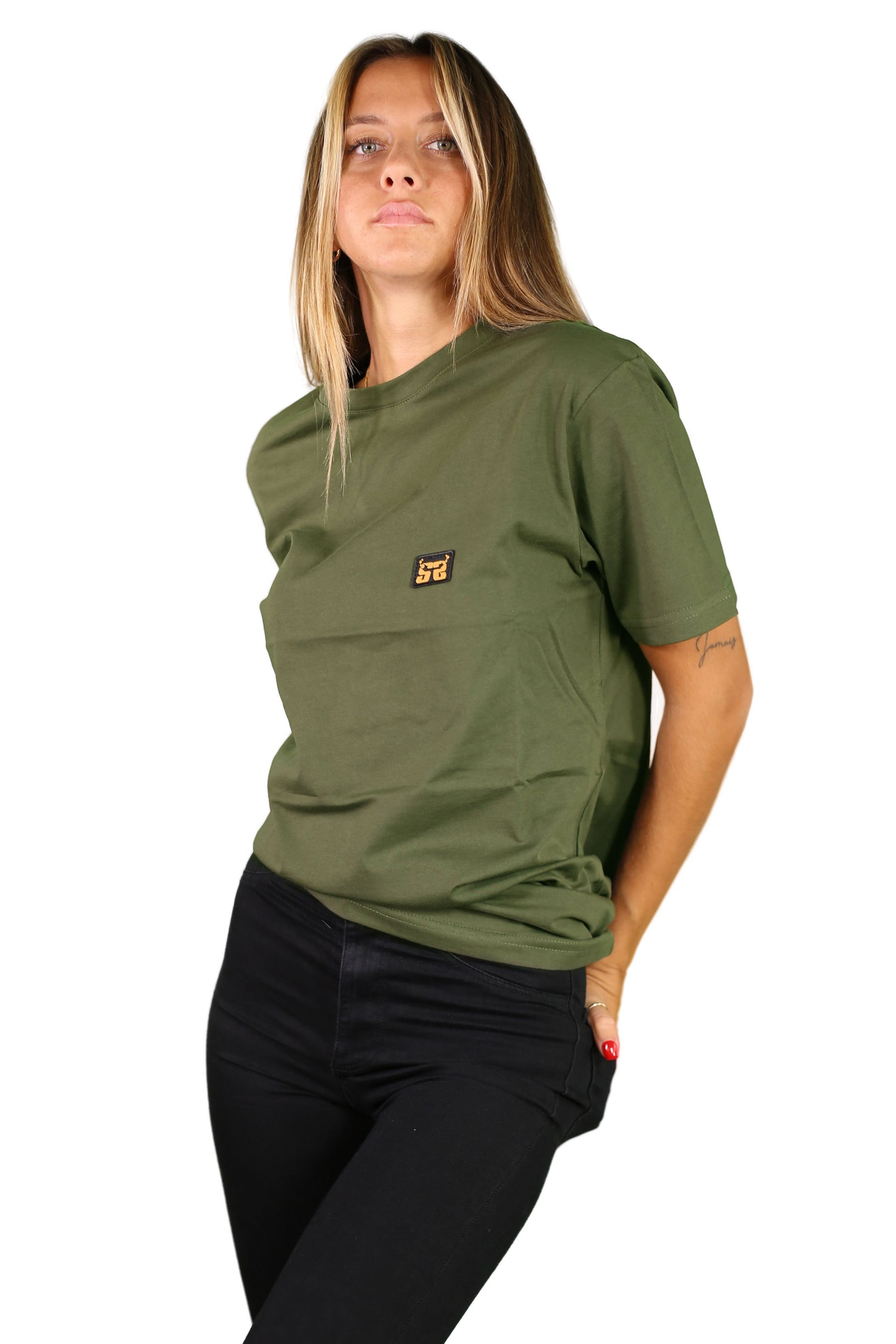 sauerstoff t shirt verde logo ricamato dettaglio