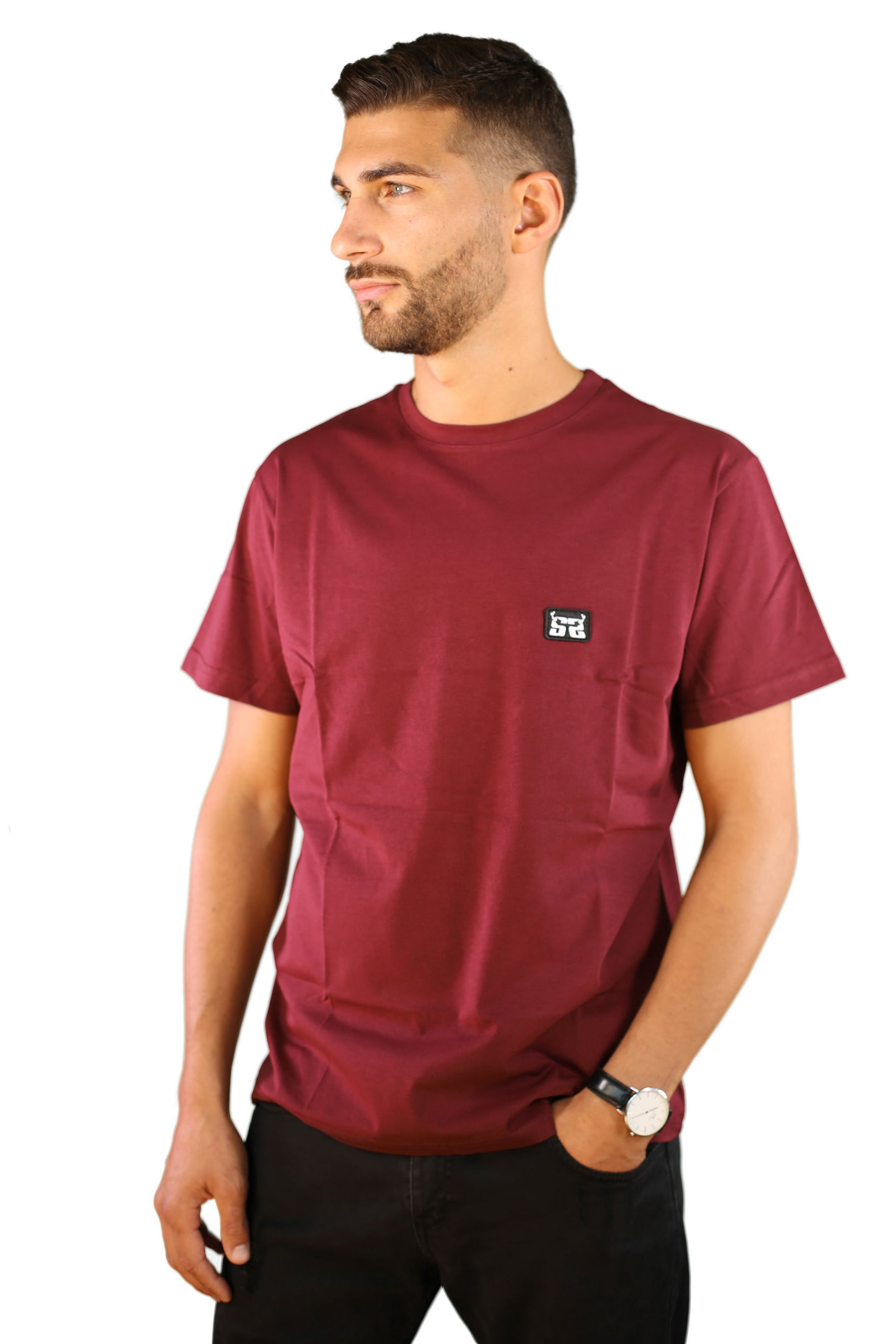 sauerstoff t shirt bordeaux logo ricamato dettaglio