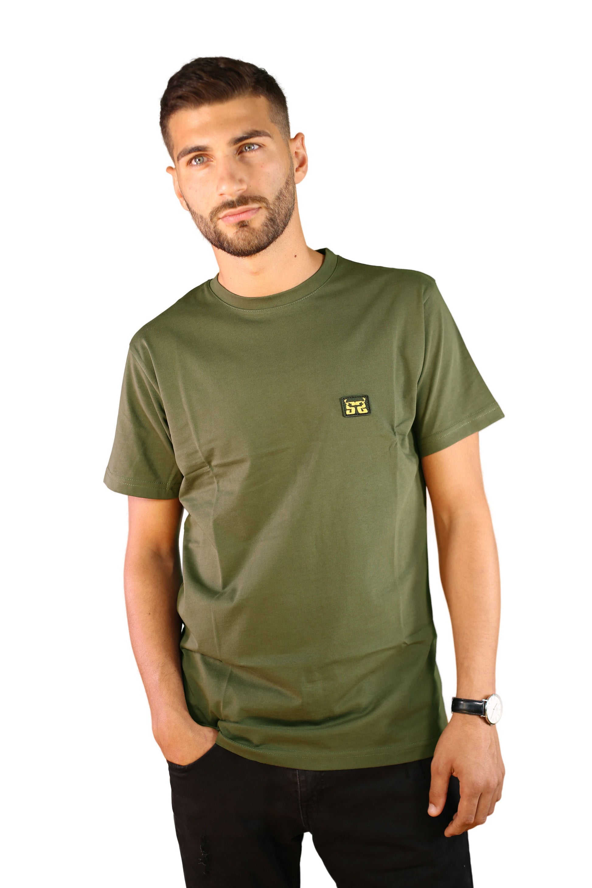 sauerstoff t shirt verde logo ricamato dettaglio