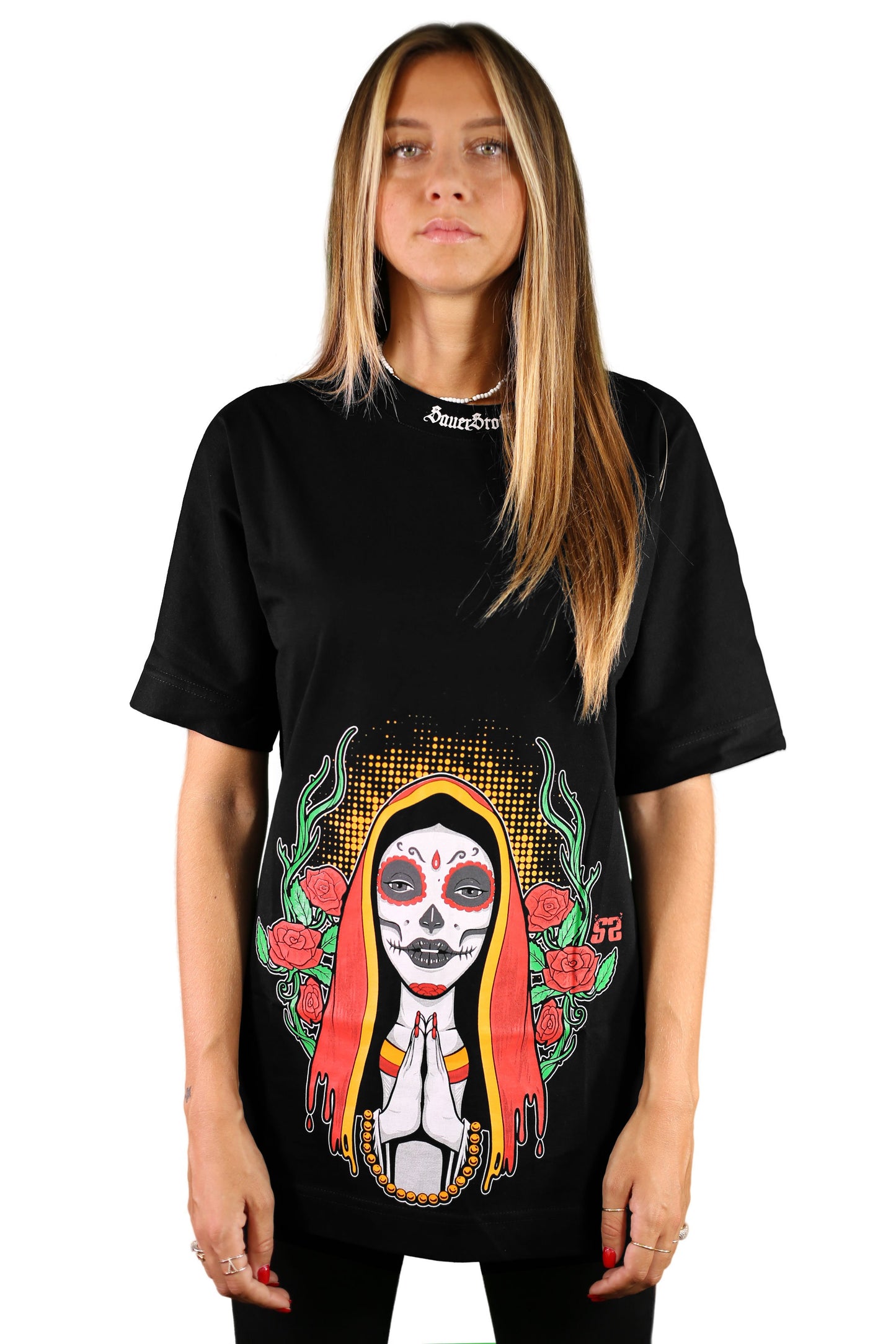 sauerstoff t shirt nera santa muerte 