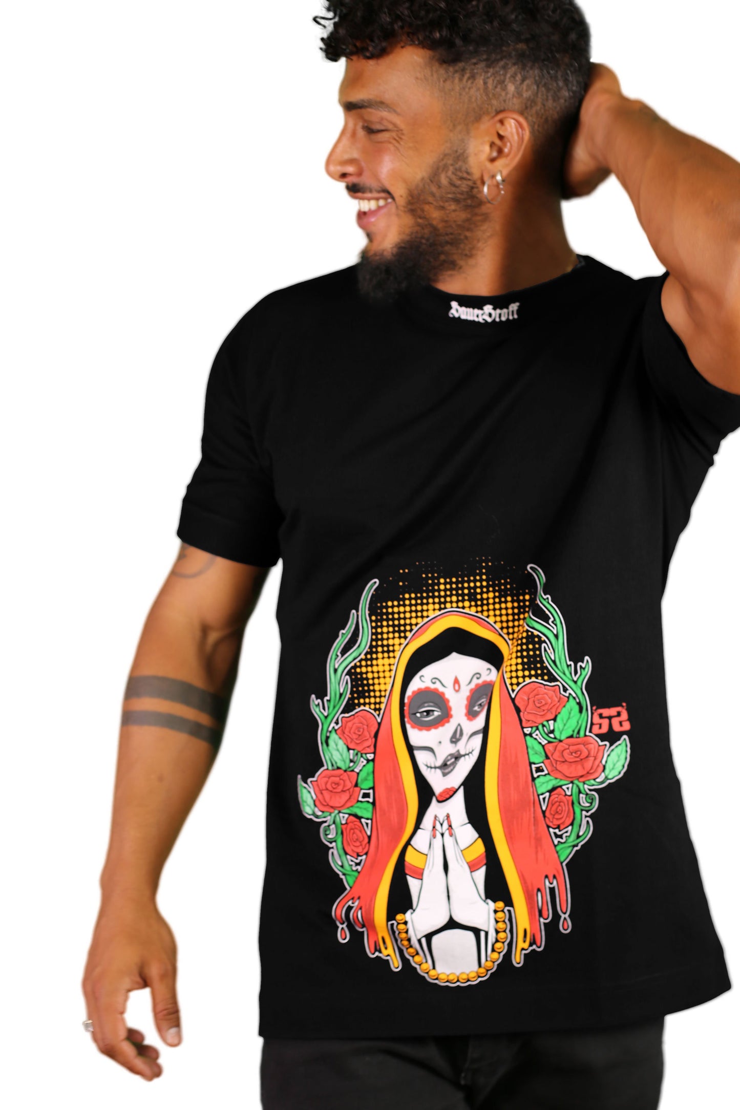 sauerstoff t shirt nera santa muerte dettaglio