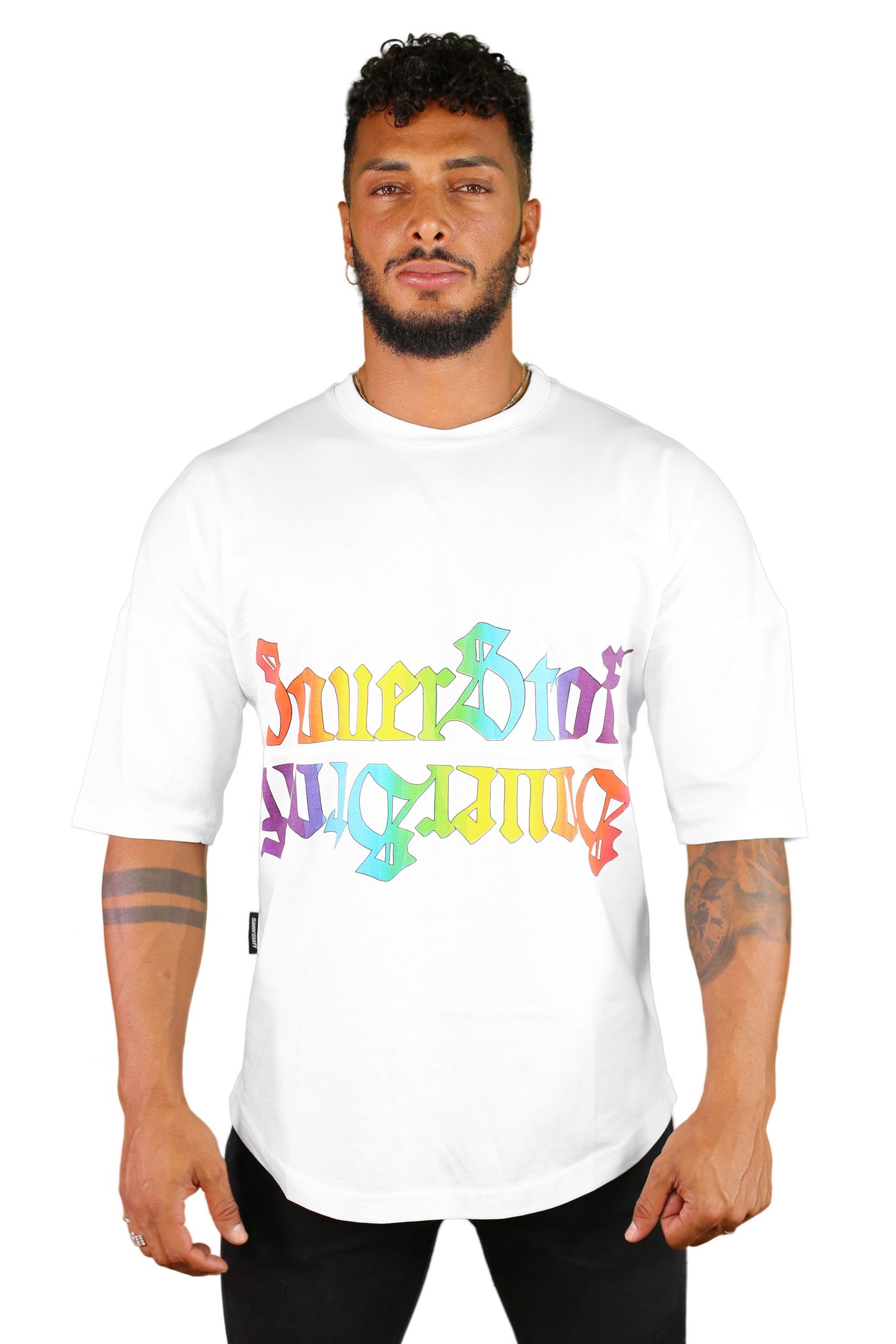 sauerstoff t shirt bianca arcobaleno 