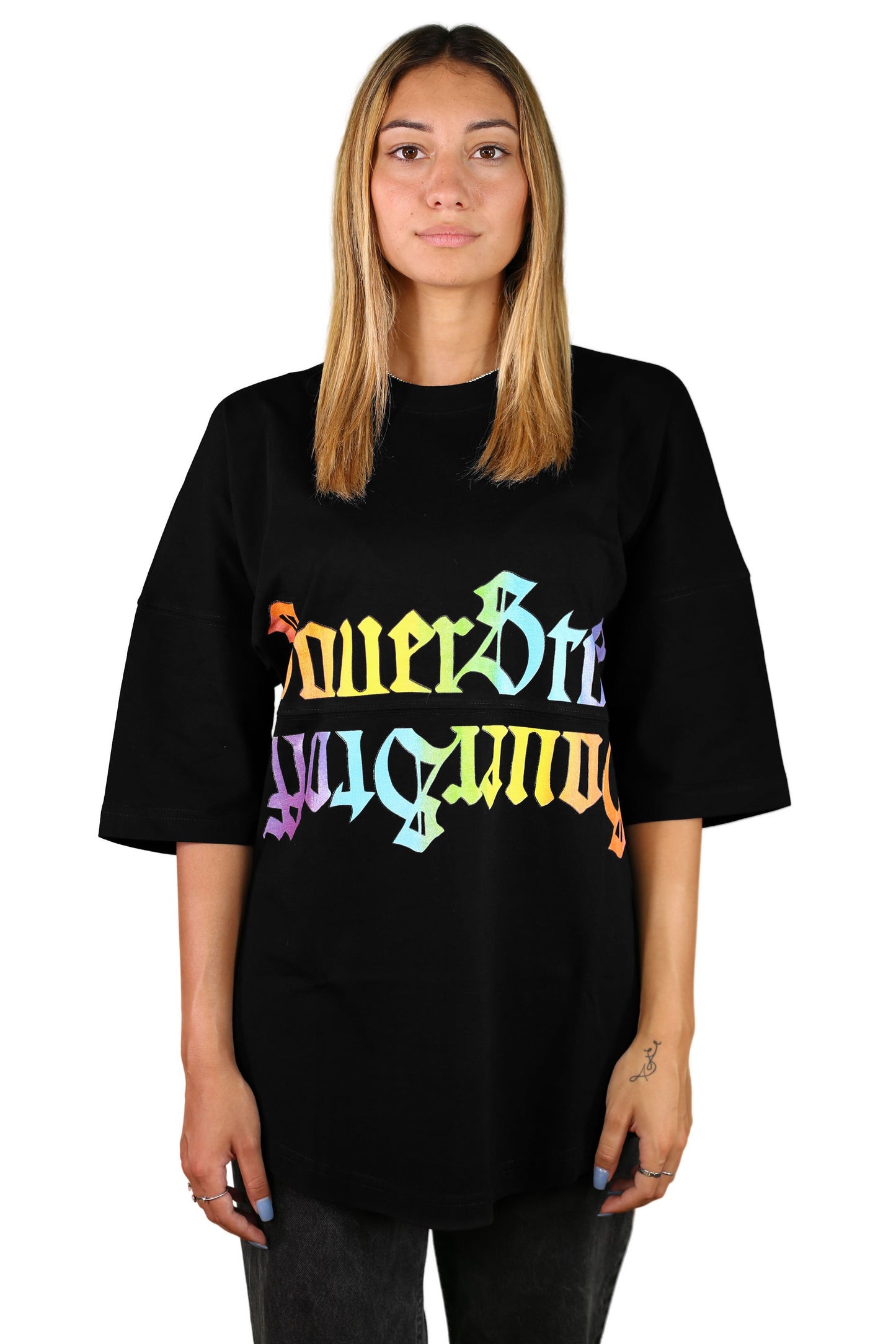 sauerstoff t shirt nera arcobaleno 