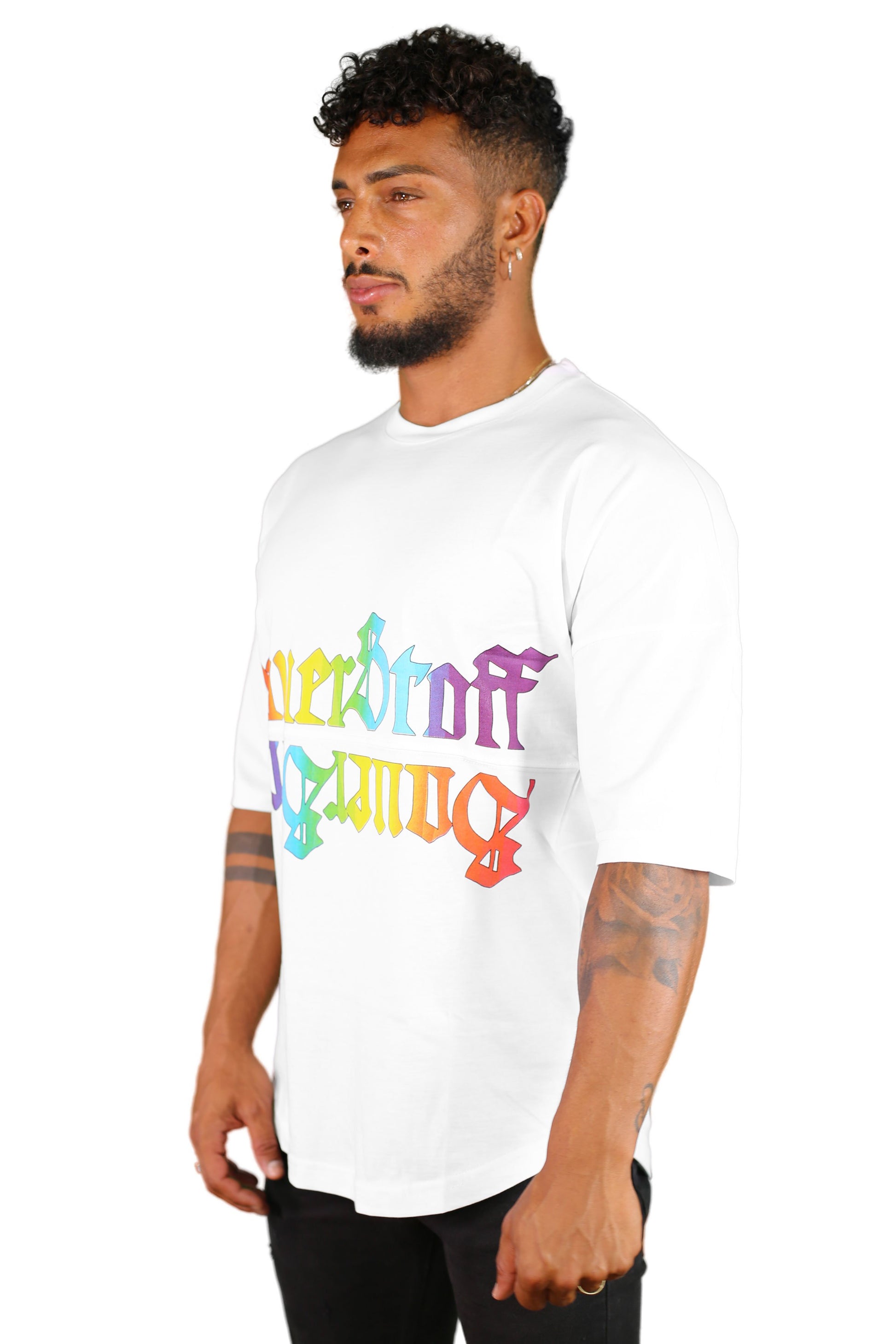 sauerstoff t shirt bianca arcobaleno disegno