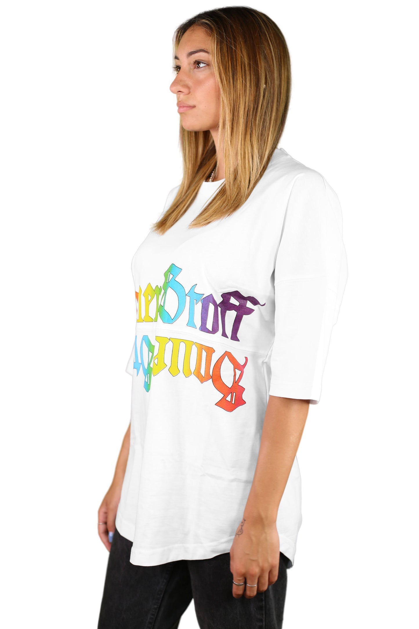 sauerstoff t shirt bianca arcobaleno disegno