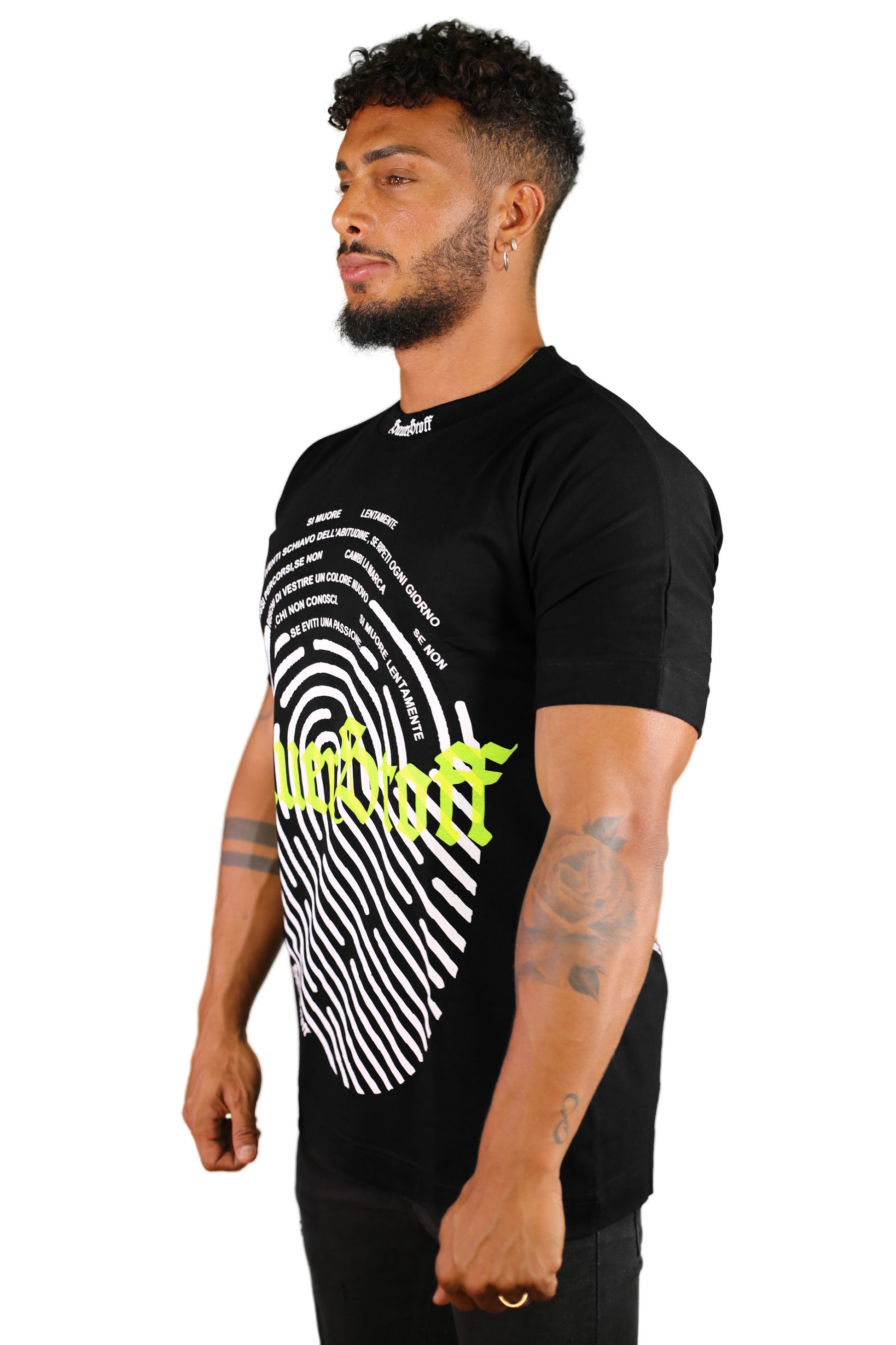 sauerstoff t shirt nera fluo poesia disegno