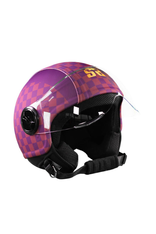 casco demi jet sauerstoff quadri quadretti quadroni rosa 