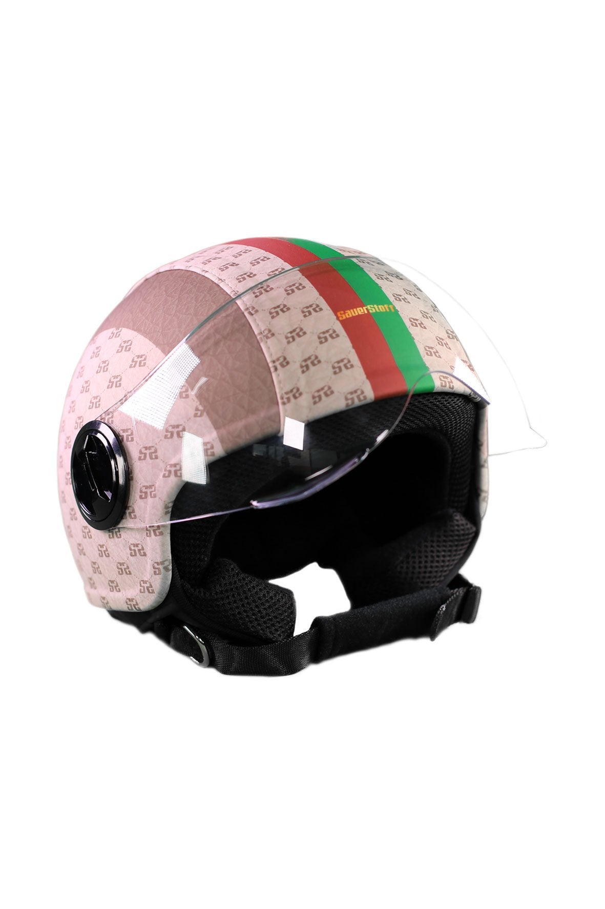 casco demi jet sauerstoff stilizzato italiano marrone 