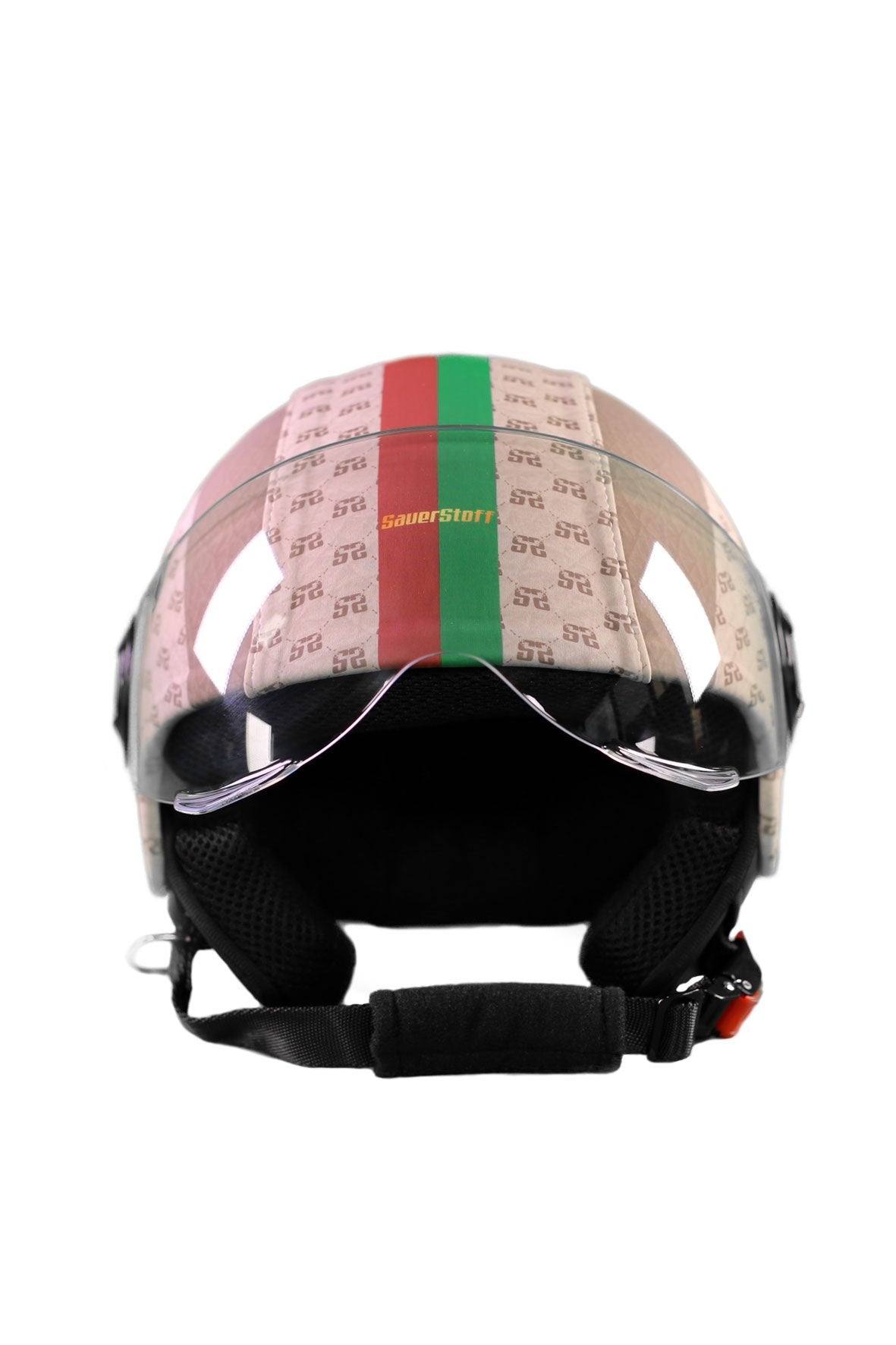 casco demi jet sauerstoff stilizzato italiano marrone avanti