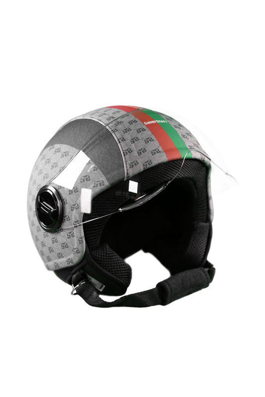 casco demi jet sauerstoff stilizzato italiano nero 