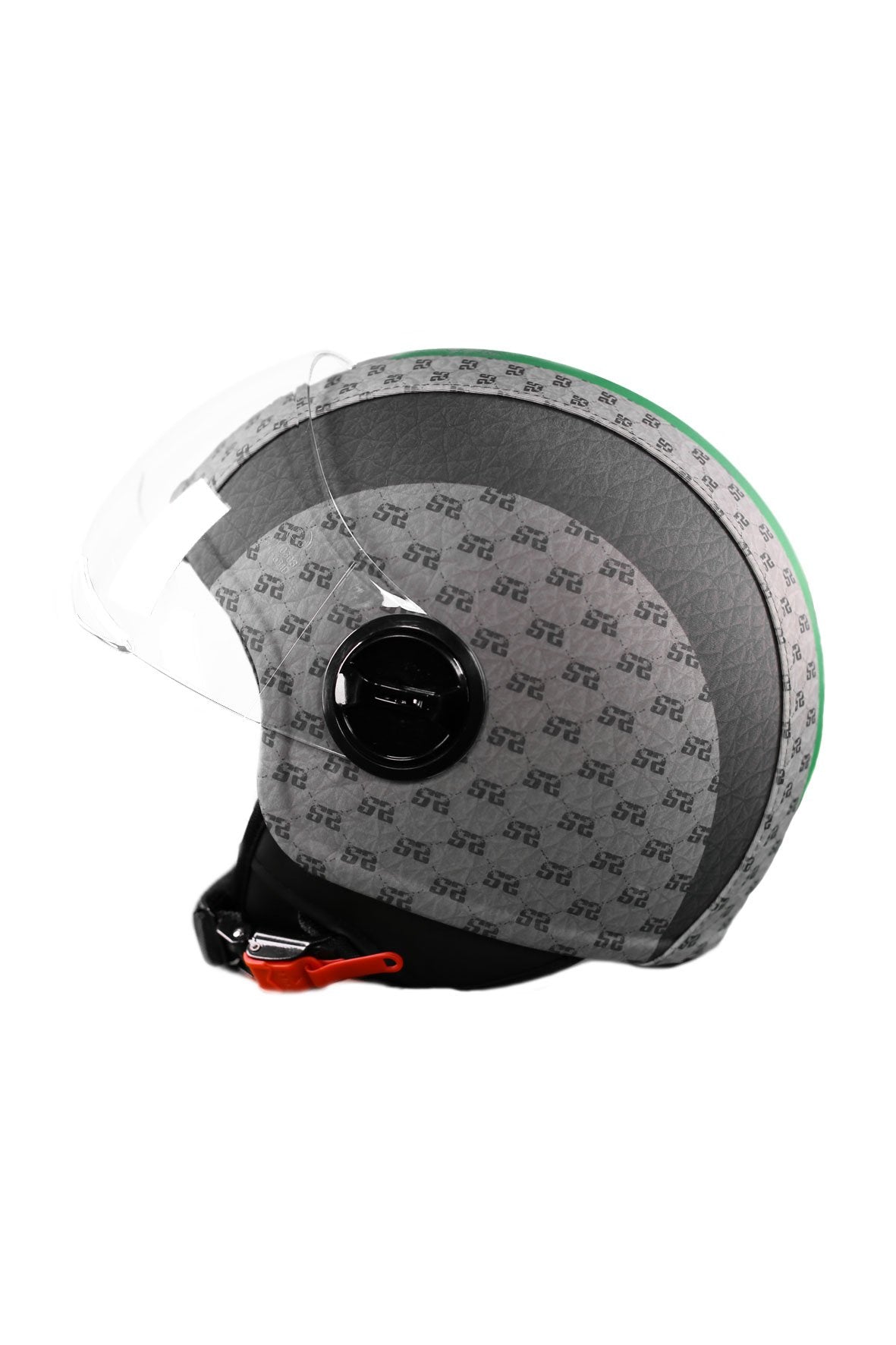 casco demi jet sauerstoff stilizzato italiano nero lato sx